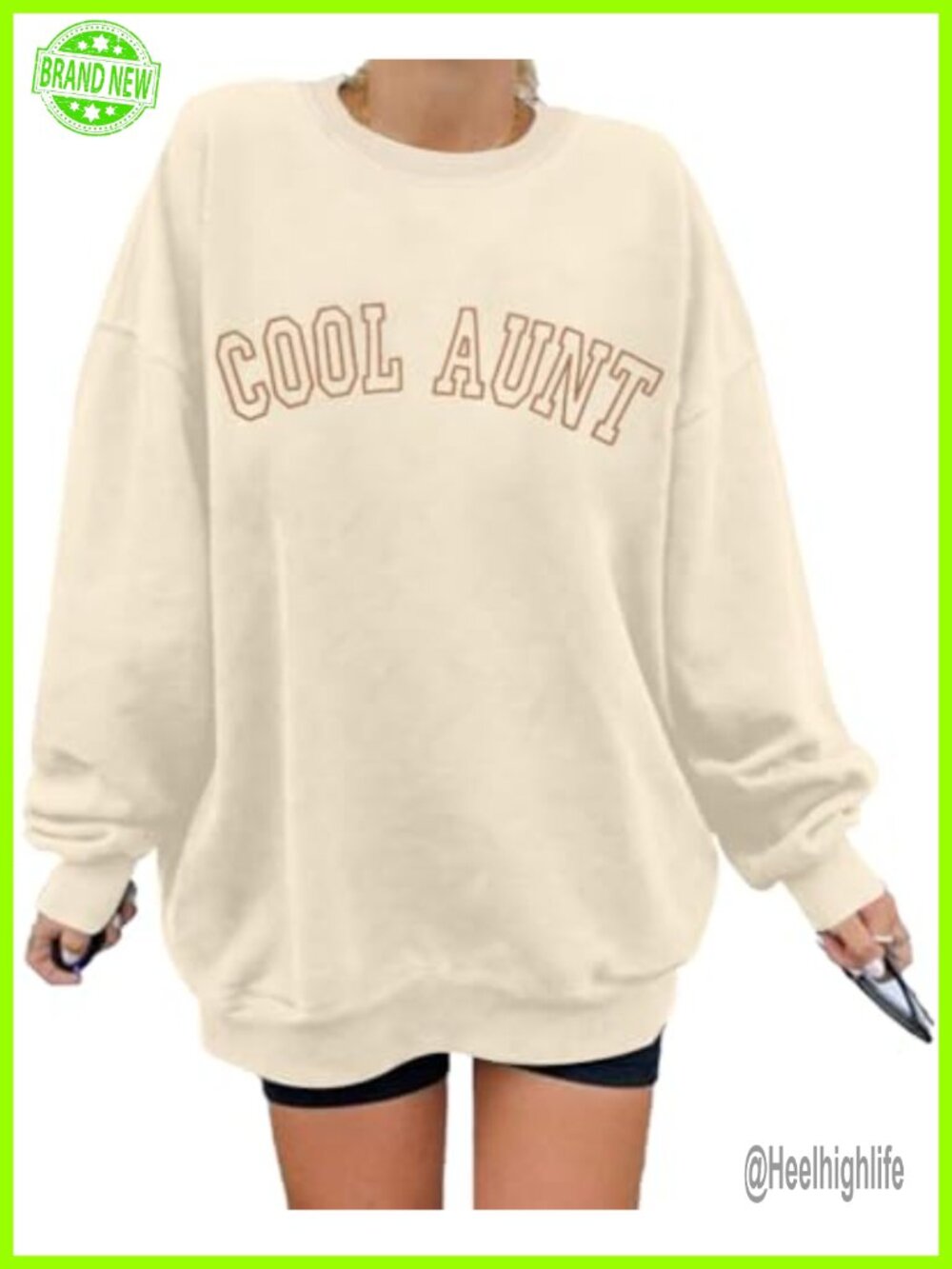 Aunt Embroidered Crewneck Sweatshirt Long Sleeve Pullover Top